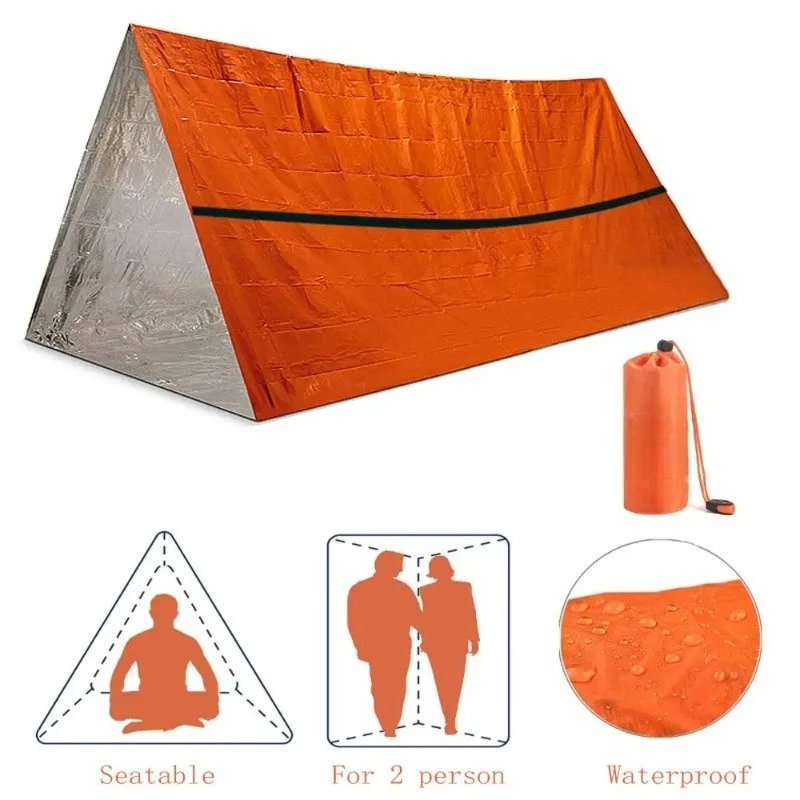 Emergency Mylar Tent - خيمة طوارئ لشخصين مع طقم نجاة،